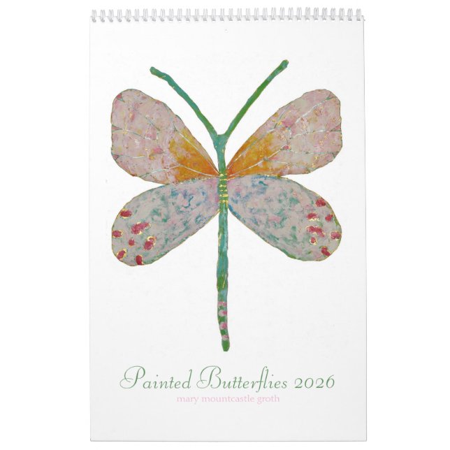 Målad Butterflies 2025 lodrät Calendar Kalender (Omslag)