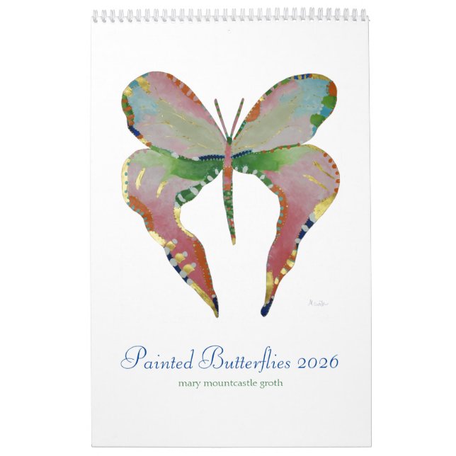 Målad Butterflies 2026 Lodrät Calendar Kalender (Omslag)