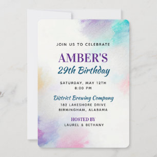 Målad Canvas Birthday Inbjudningar