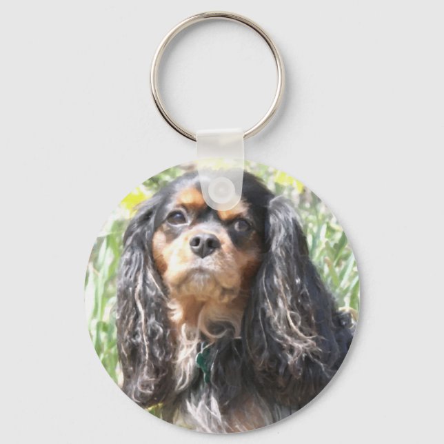 Målad Cavalier King Charles Spaniel Nyckelring (Framsida)