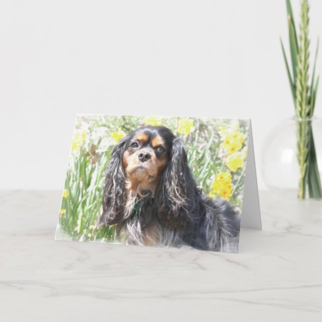 Målad Cavalier King Charles Spaniel Välkomstbil Kort (Framsida)