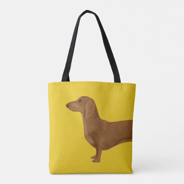 Målad Dachshund på Gult Tygkasse (Baksida)