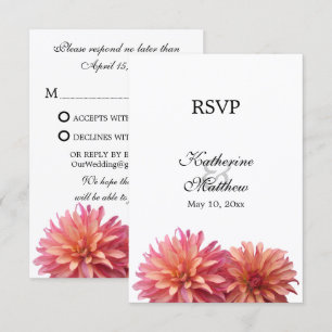 Målad Dahlia-blomma i rosa och korall RSVP OSA Kort