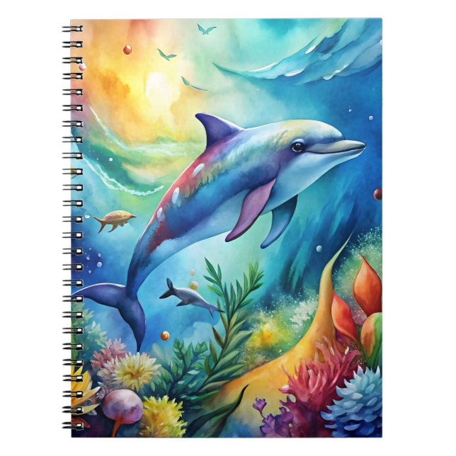 Målad delfin anteckningsbok (Framsidan)