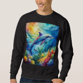 Målad delfin lång ärmad tröja