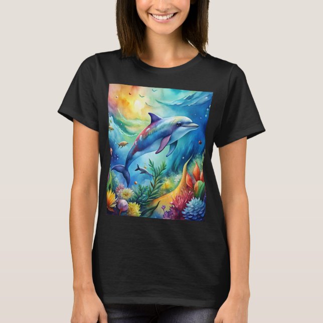 Målad delfin t shirt (Framsida)