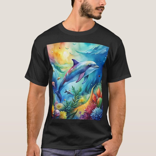 Målad delfin t shirt (Framsida)