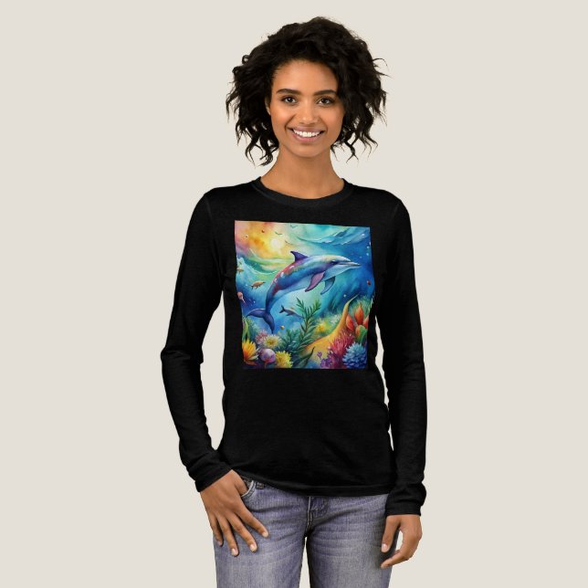 Målad delfin t shirt (Hel framsida)