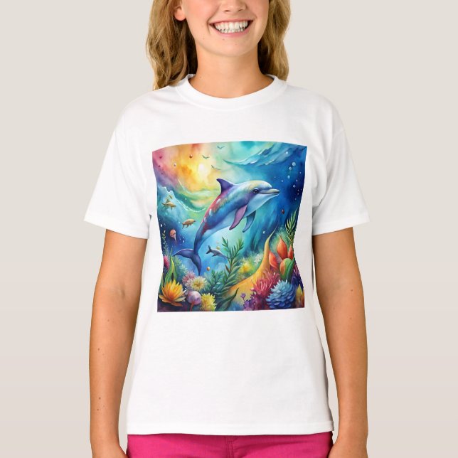Målad delfin t shirt (Framsida)