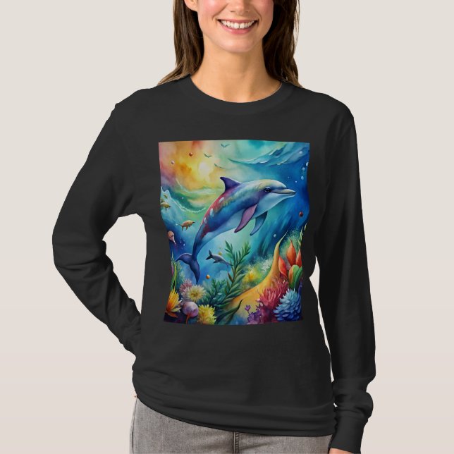 Målad delfin t shirt (Framsida)