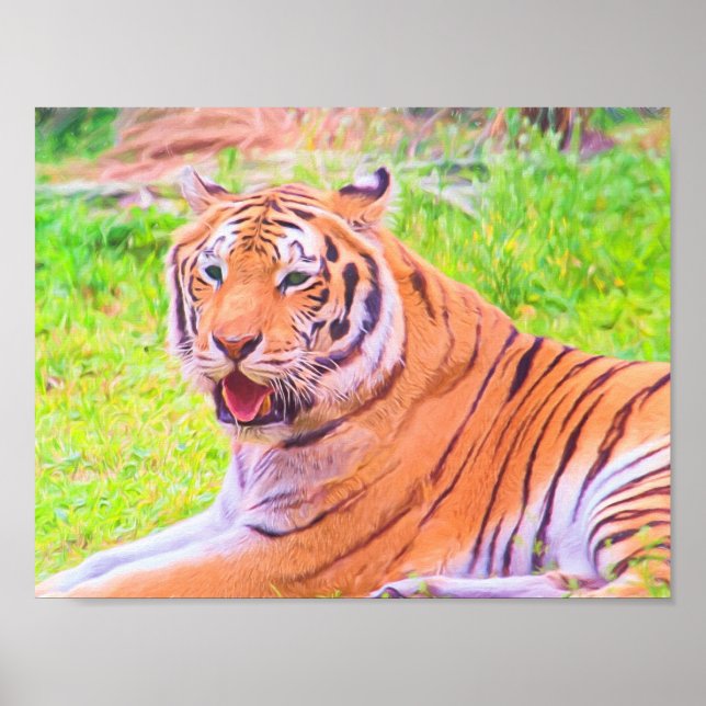 Målad digital affisch av sibirisk tiger (Framsidan)