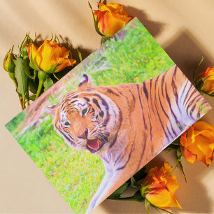 Målad digital Sibirisk Tiger Postkort Vykort