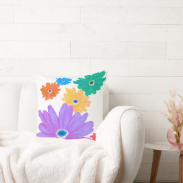 Målad djärv blommande blommadesign kudde