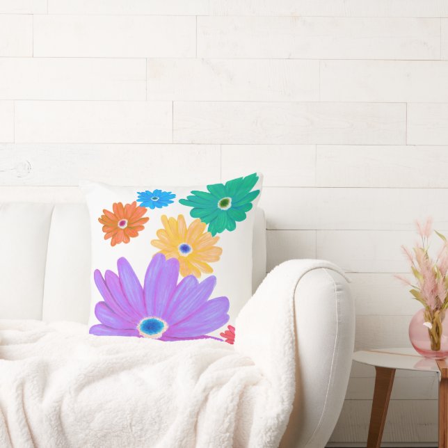 Målad djärv blommande blommadesign kudde (Soffa)