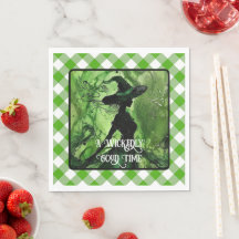 Målad elakt bra häxa grön gingham-ruta