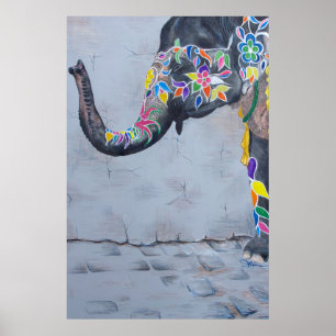 Målad elefant poster