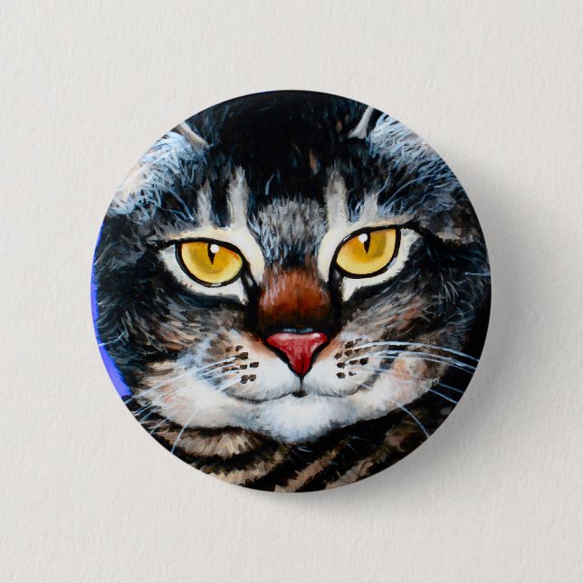 Målad fet katt knapp (Framsida)