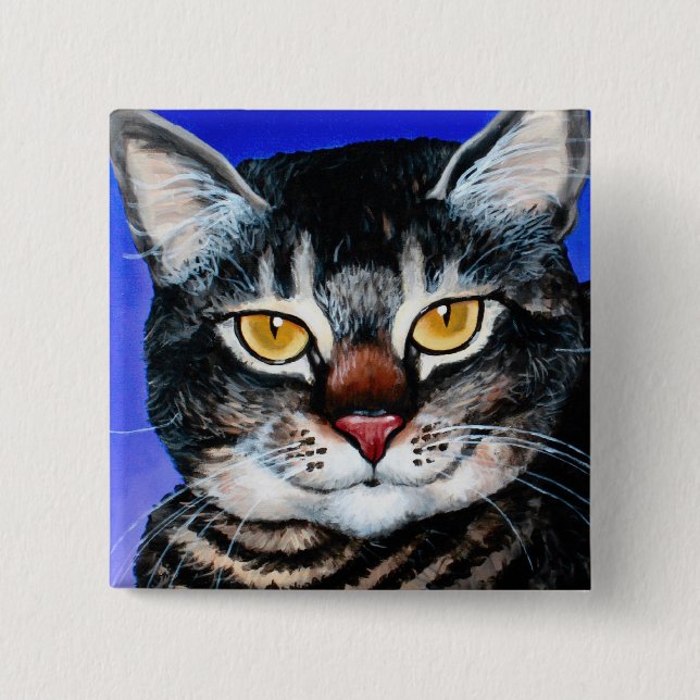 Målad fet katt knapp (Framsida)