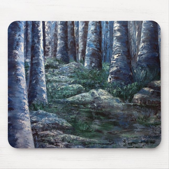 Målad Forest Träd Trunks Mousepad Musmatta (Framsidan)