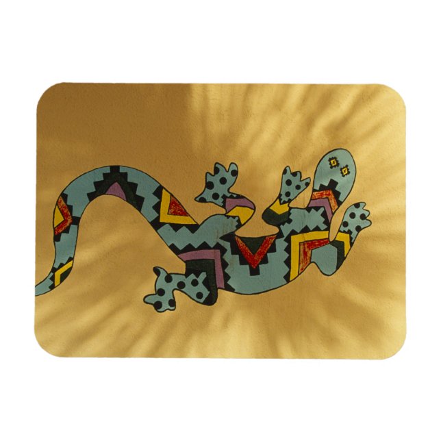Målad geckoödla på vägg, Tucson, Arizona, Magnet (Horisontell)