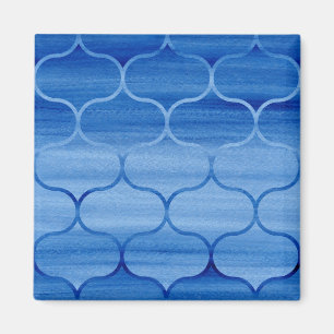 Målad geometrisk Ogee för blått design Magnet