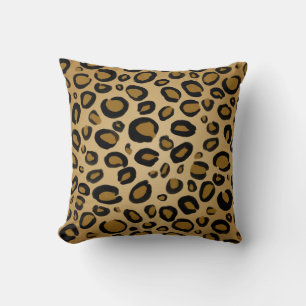 Målad Gepard Leopardtryck Fläckar Guld Beige Tan Kudde