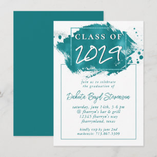 Målad Grad Teal Splatter Brushstroke Party Inbjudningar