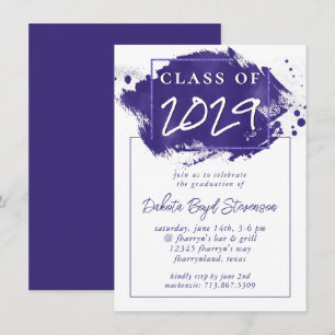 Målad Grad Violet Lila Splatter Brushstroke Inbjudningar
