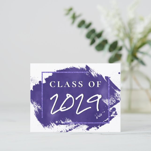 Målad Grad | Violet Lila Splatter Party Inbjudan Vykort (Stående Fram)