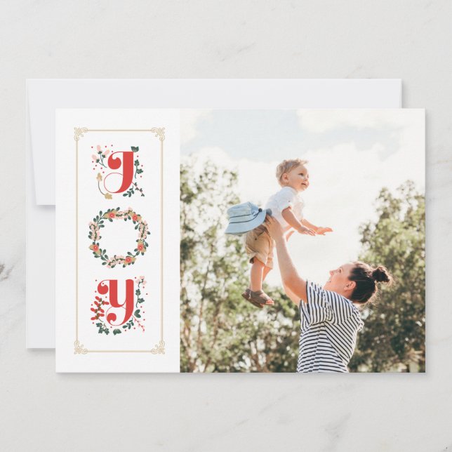 Målad grönsk familjefoto Glad jul-kort Julkort (Framsida)