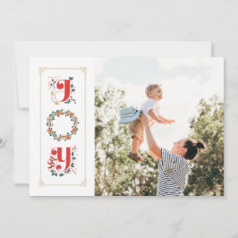 Målad grönsk familjefoto Glad jul-kort Julkort