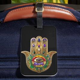 Målad Guld Hamsa Amethyst Rubin Tredje Öga Bagagebricka