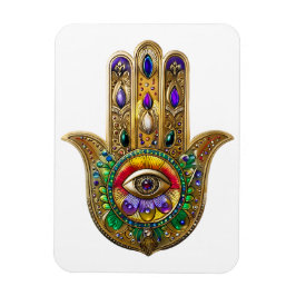 Målad Guld Hamsa Amethyst Rubin Tredje Öga Magnet