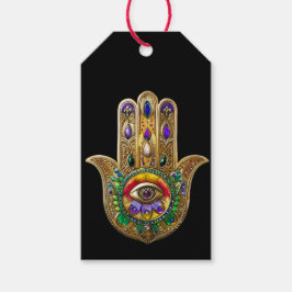 Målad Guld Hamsa Amethyst Rubin Tredje Öga Presentetikett