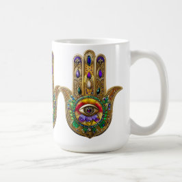 Målad Guld Hamsa Amethyst Rubin Tredje Ögat Kaffemugg