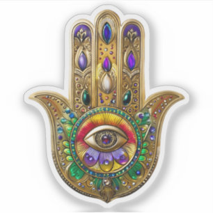 Målad Guld Hamsa Amethyst Rubin Tredje Ögat Klistermärken