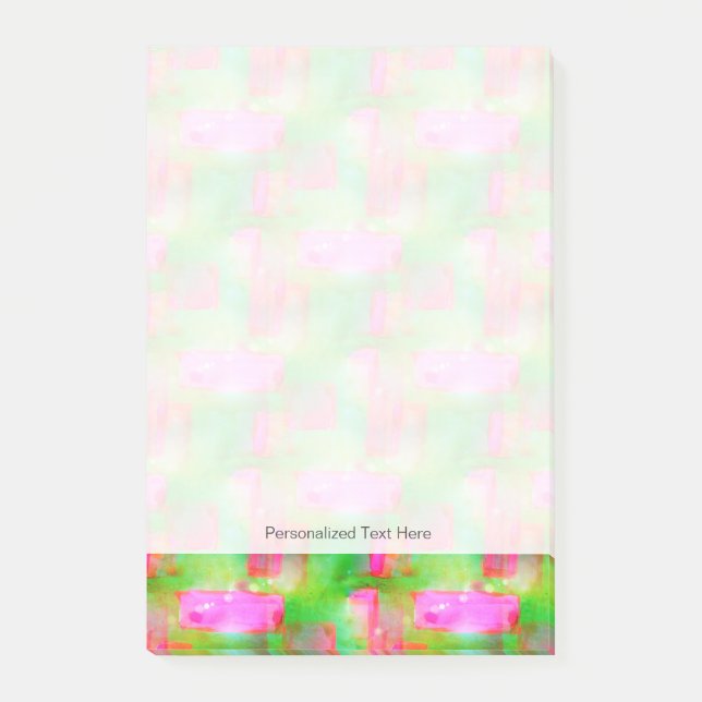 Målad gult för solljus abstrakt, rosa post-it block (Framsida)