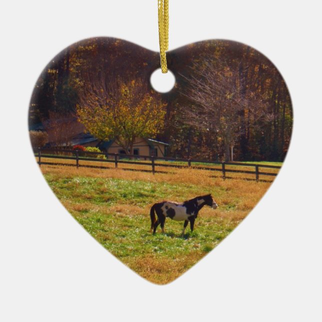 Målad häst i Avstånd Julgransprydnad Keramik (Framsidan)