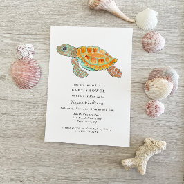 Målad havssköldpadda Baby Shower Inbjudningar