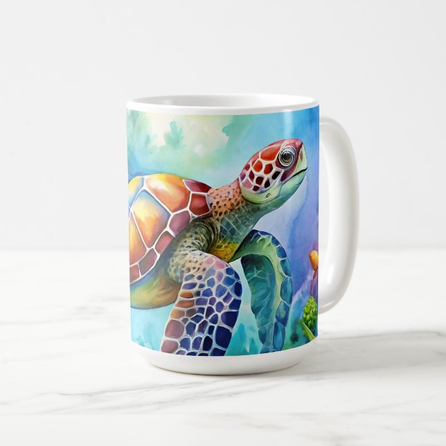 Målad havssköldpadda kaffemugg (Framsida höger)