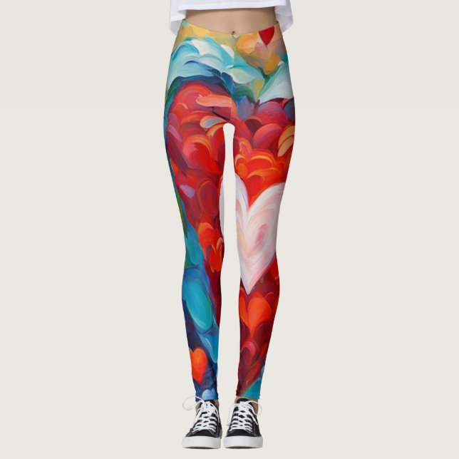 Målad hjärtdesign leggings (Framsida)
