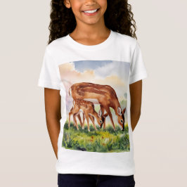 Målad hjort mamma och baby t shirt