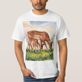 Målad hjort mamma och baby t shirt