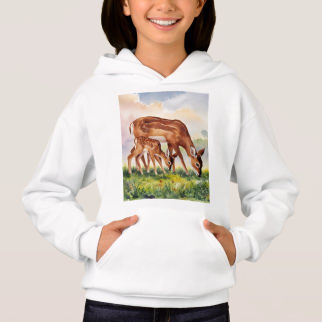 Målad hjort mamma och baby t shirt (Framsida)