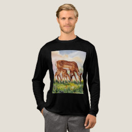 Målad hjort mamma och baby t shirt