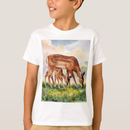 Målad hjort mamma och unge t shirt