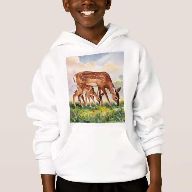 Målad hjort mamma och unge t shirt (Framsida)