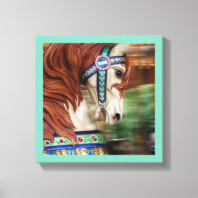 Målad Horse Merry-go-round 6 i en serie Canvastryck (Framsida)