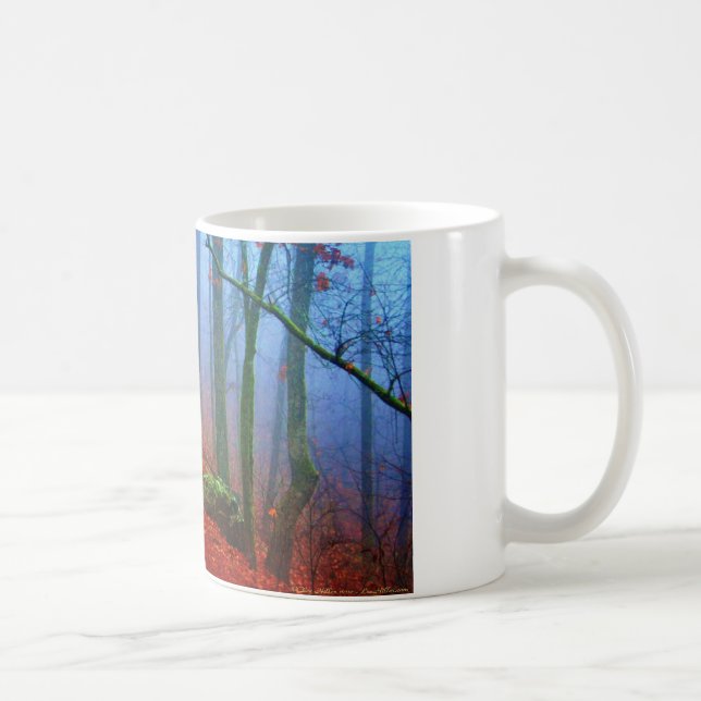 Målad höstskogs blå dimma kaffemugg (Höger)