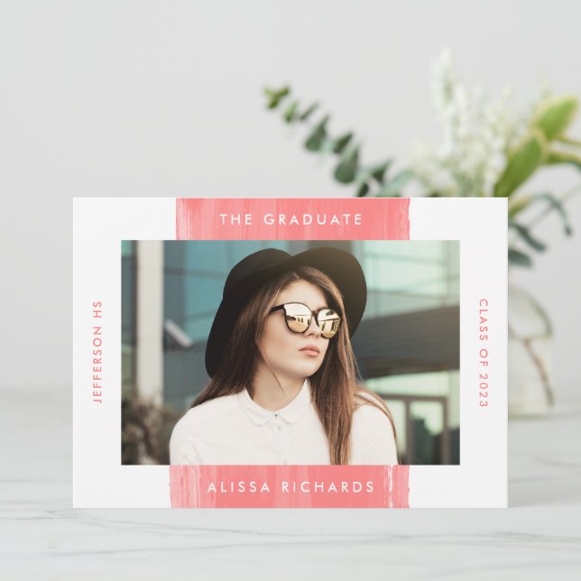 Målad korall | Foto-Studentfest Inbjudningar (Stående Fram)